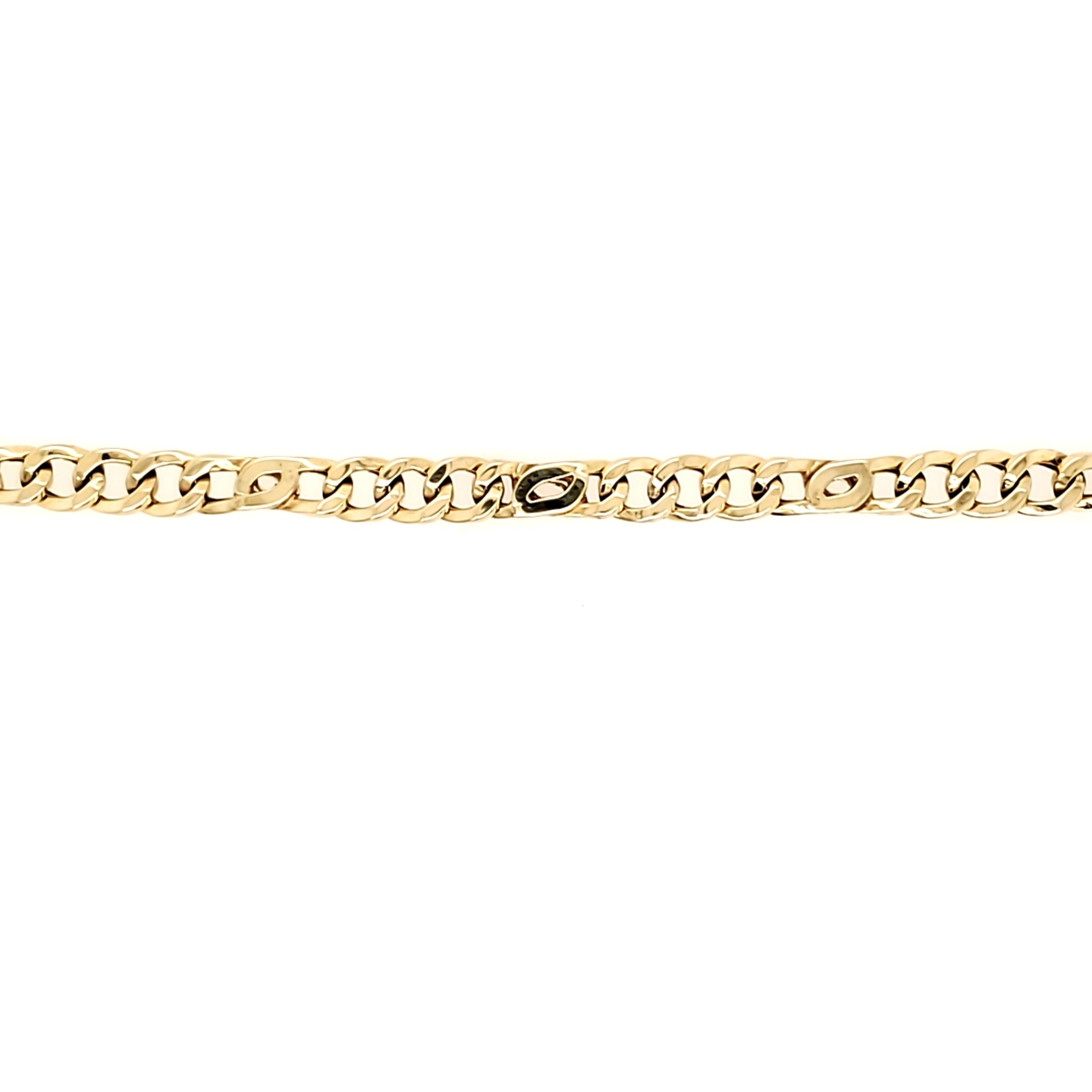 25099 14K YELLOW GOLD 9" TIGER EYE LINK 6MM MENS BRACELET