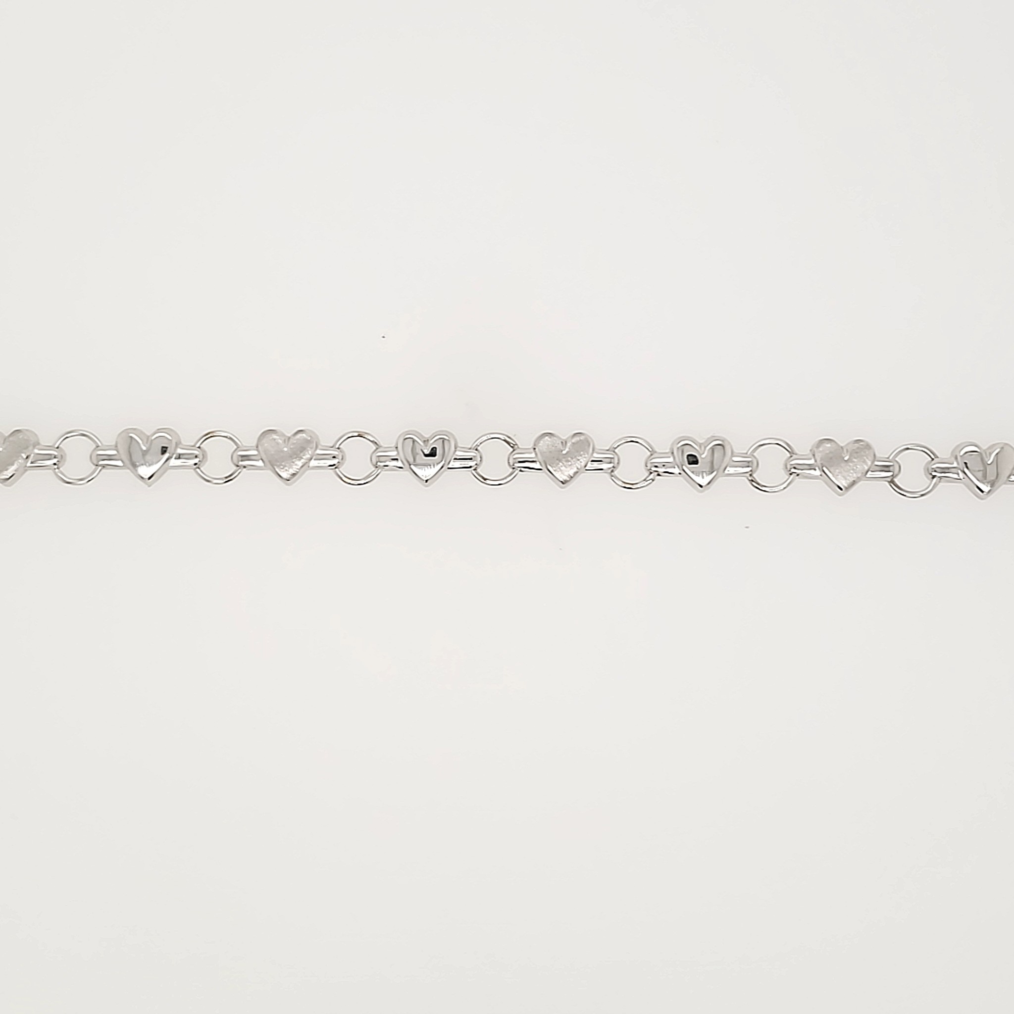 20122 14K WHITE GOLD SATIN FINISH AND HIGH POLISH PUFFY HEART KIDS BRACELET