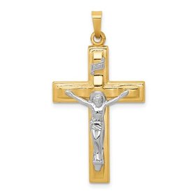 77167 14K 2 TONE 1.20"  HIGH POLISH RAISED CENTER INRI CRUCIFIX