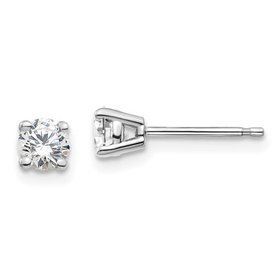 33046 14K WHITE GOLD  5MM ROUND CUBIC ZIRCONIA STUDS