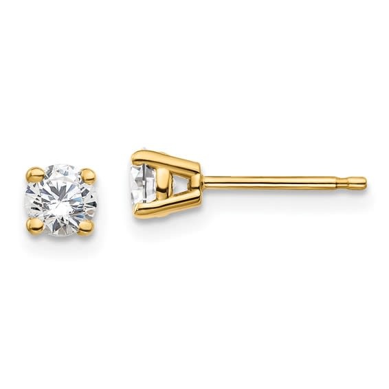 30282 14K YELLOW GOLD 6.9MM ROUND CUBIC ZIRCONIA STUDS