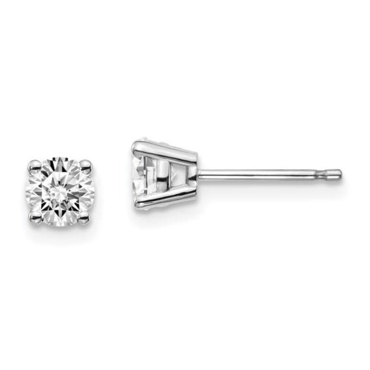 30100 14K WHITE GOLD  7MM ROUND CUBIC ZIRCONIA STUDS