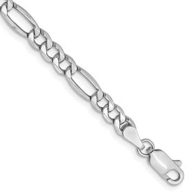 20127 14K WHITE GOLD FIGARO LINK ANKLET BRACELET