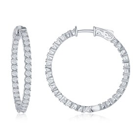 80012 STERLING SILVER  3x35MM CUBIC ZIRCONIA INSIDE OUT HOOPS