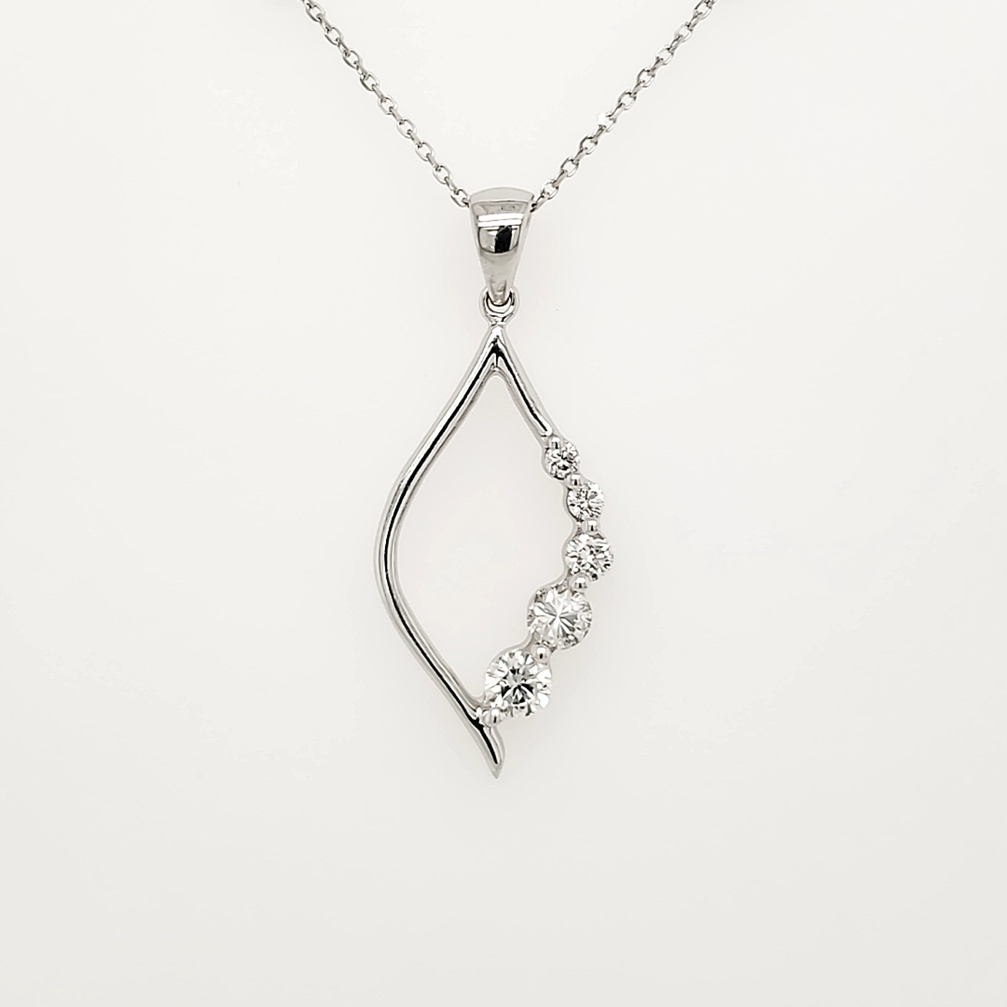 70140 14K WHITE GOLD .50TCW DIAMOND JOURNEY OPEN MARQUIS SHAPE PENDANT SET