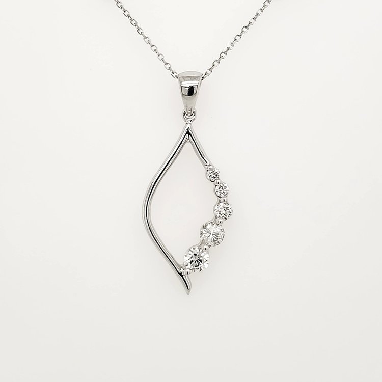 70140 14K WHITE GOLD .50TCW DIAMOND JOURNEY OPEN MARQUIS SHAPE PENDANT SET