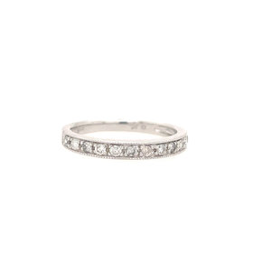 475338 14K WHITE GOLD .20CT DIAMOND  MILGRAIN BAND RING