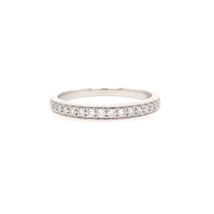 477668 14K WHITE GOLD .15CT DIAMOND  MILIGRAIN WEDDING  BAND