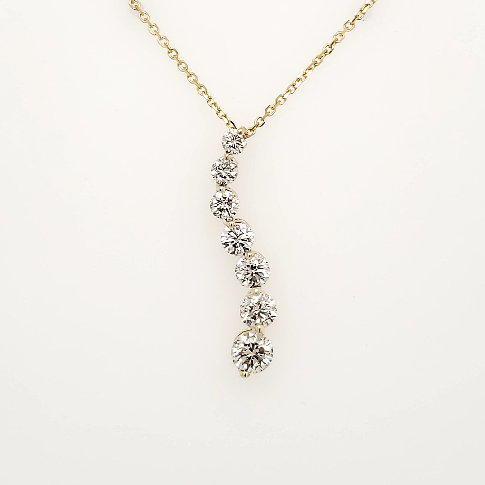 70139 14K YELLOW GOLD 1CTW DIAMOND JOURNEY PENDANT NECKLACE