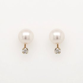 30510 14K YELLOW GOLD .08CTW DIAMOND  6.25MM  PEARL STUDS
