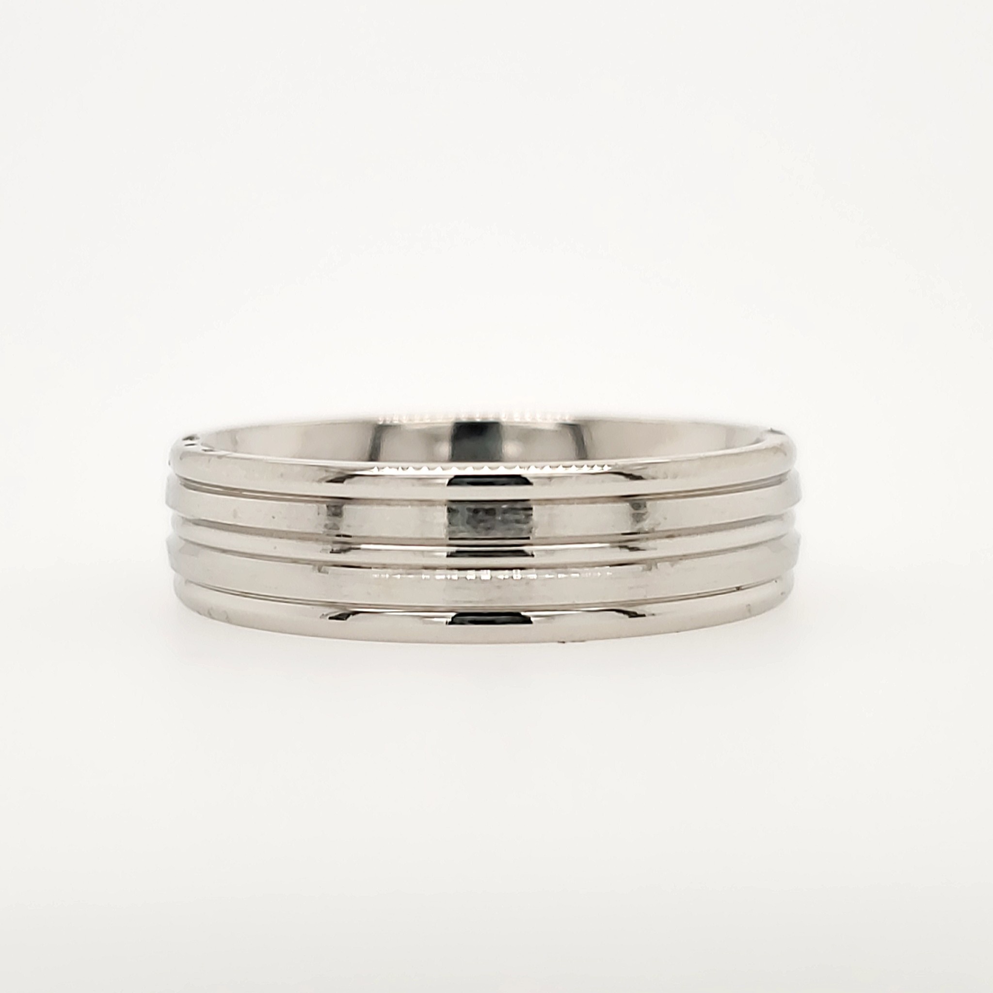 475412 BENCHMARK 6MM 14K WHITE GOLD INDENTED DESIGN WEDDING BAND (SIZE 10)