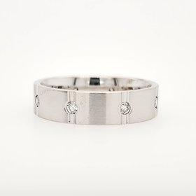 475106 14K 6MM WHITE GOLD .24CT BURNISH SET DIAMONDS / SATIN FINISH BAND (SIZE 11)