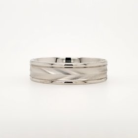 475408 BENCHMARK 14K 6MM  WHITE GOLD HOLOGRAM TEXTURED BAND (SIZE 10)