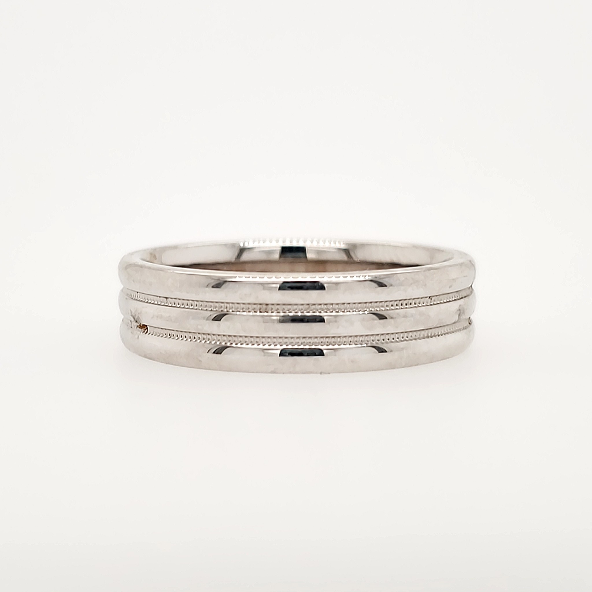 47527 14K WHITE GOLD 6MM TRIPLE ROW HIGH POLISHED BAND (SIZE 10.5)