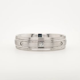475179 14K  WHITE GOLD 6MM  .24TCW  SATIN FINISH  BURNISH SET DIAMOND BAND (SIZE 10)