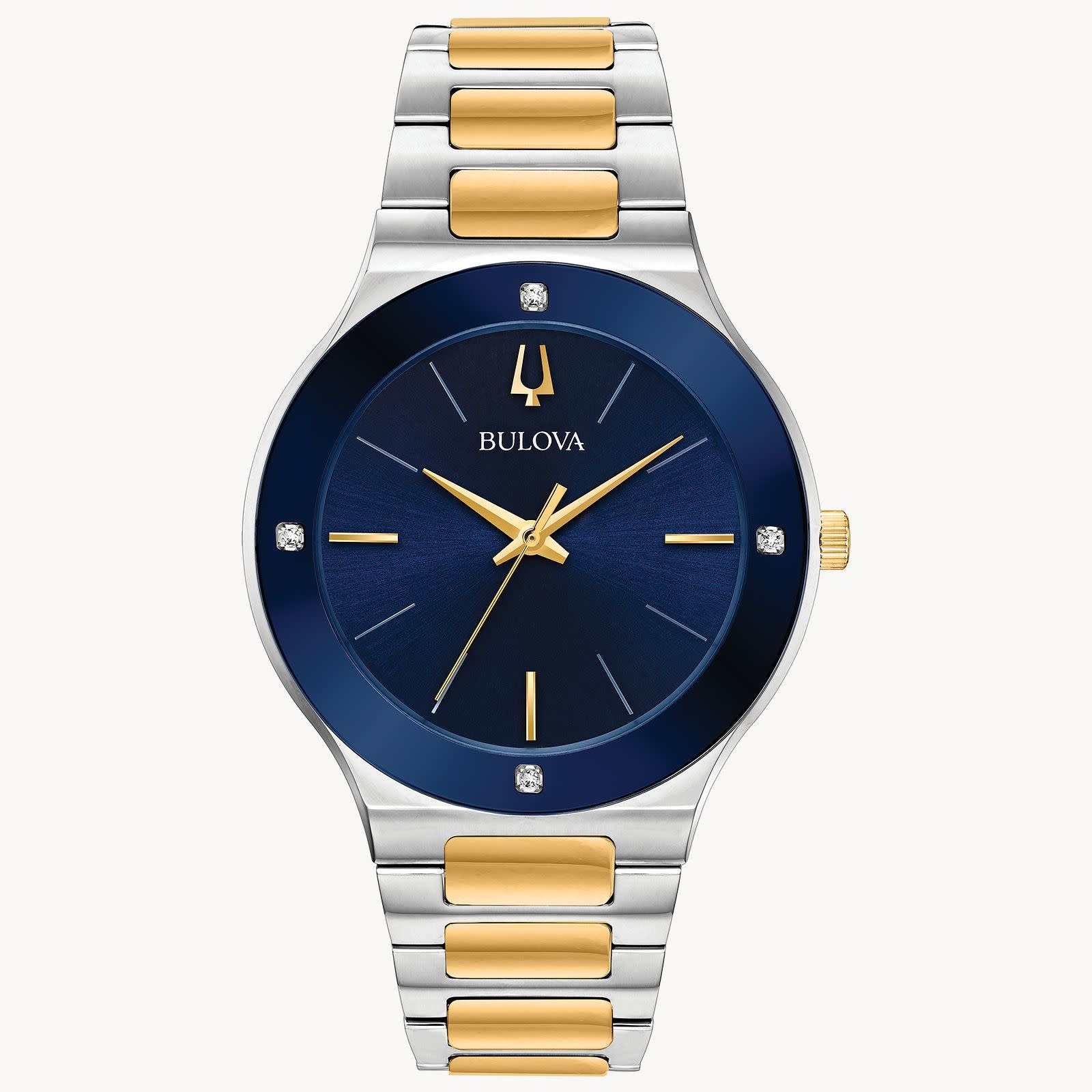 bulova 042429567184 BULOVA MILLENNIA TWO TONE BLUE DIAL DIAMOND CRYSTAL