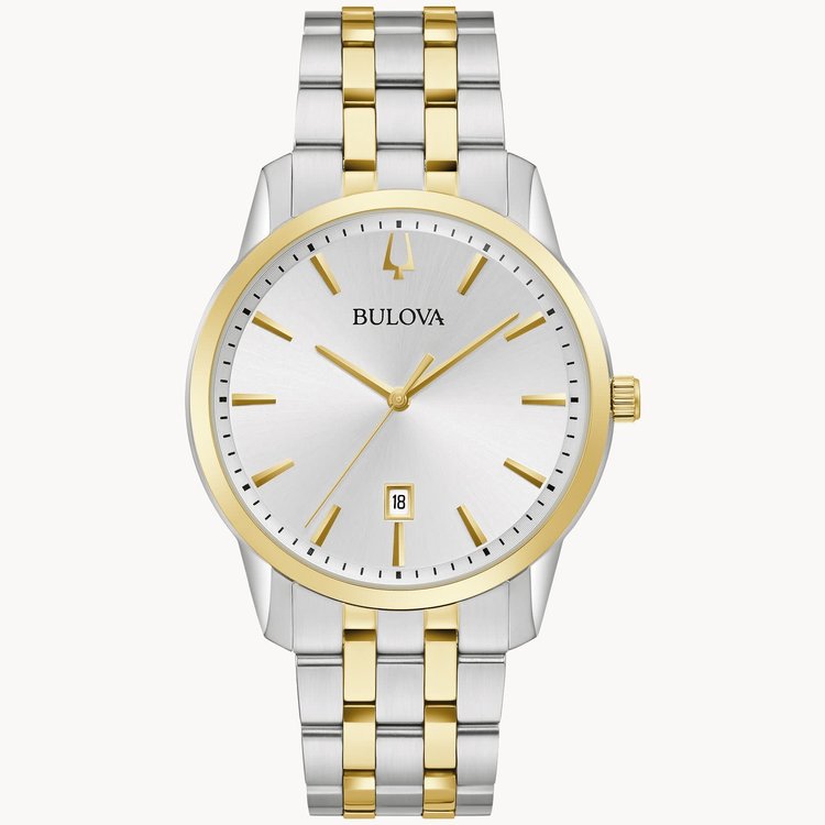 bulova 042429589414 BULOVA 40MM SUTTON TWO TONE SILVER DIAL STAINLESS STEEL CASE AND BAND MENS  WATCH