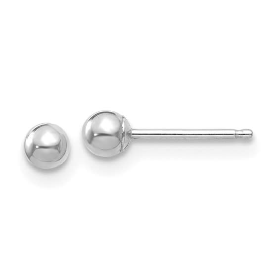 30053 14K WHITE GOLD 3MM SMALL BALL STUDS