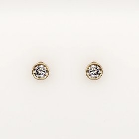 30526 14K YELLOW GOLD .15CTW BEZEL SET DIAMOND STUDS PUSH BACKS