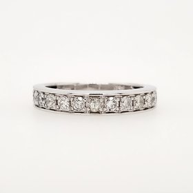 475046 14K WHITE GOLD .65CTW DIAMOND BEZEL SET SHARED PRONG WEDDING BAND
