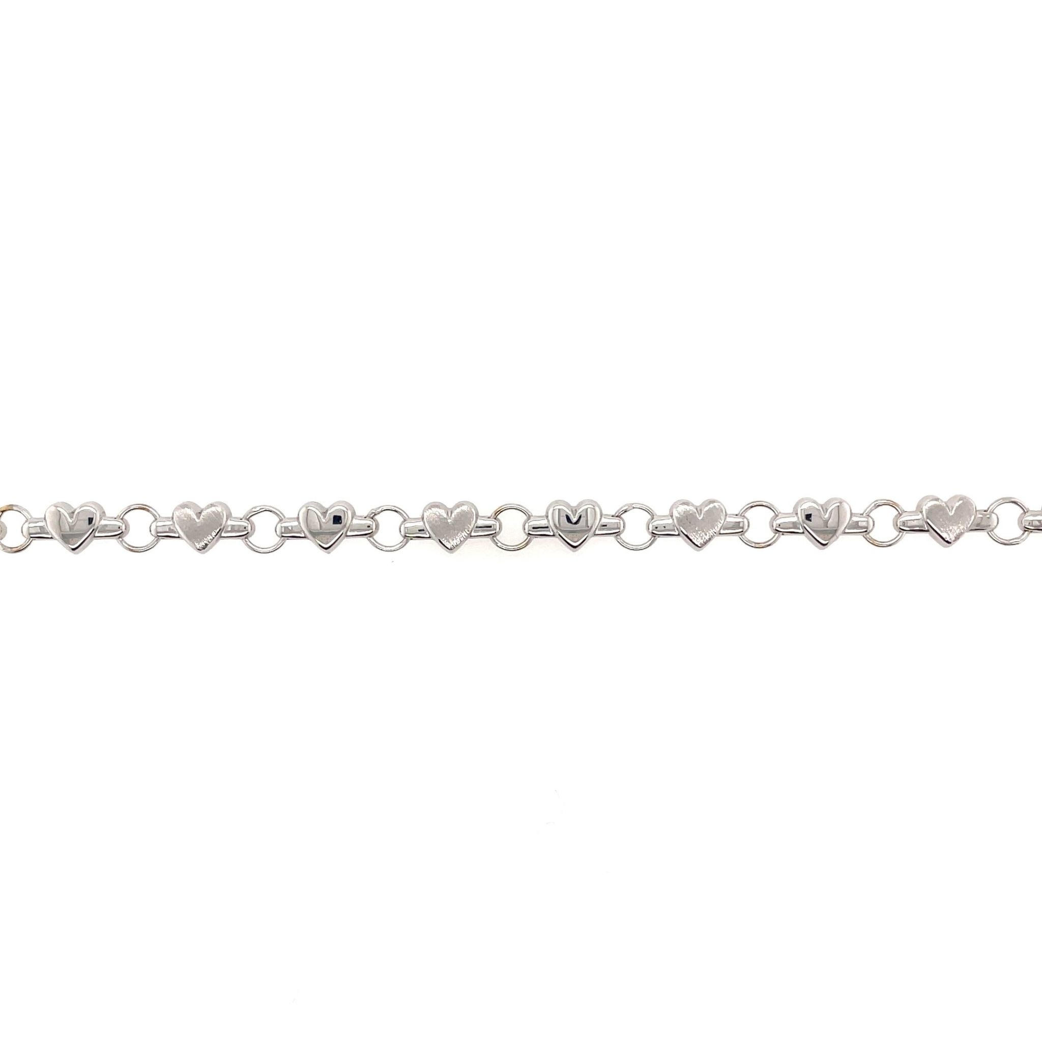 20134 14K WHITE GOLD PUFFY HEART SATIN AND HIGH POLISH FINISH BRACELET