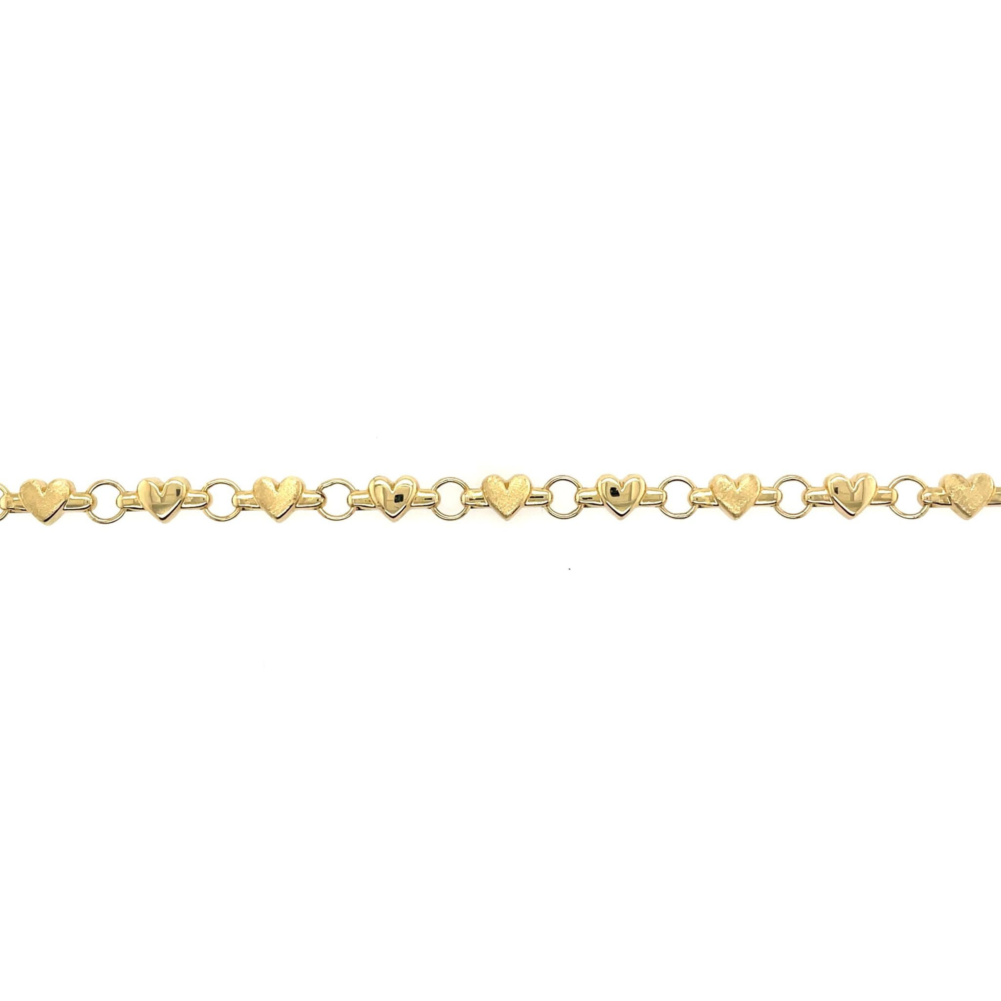 20133 14K YELLOW GOLD PUFFY HEART SATIN AND HIGH POLISH FINISH BRACELET