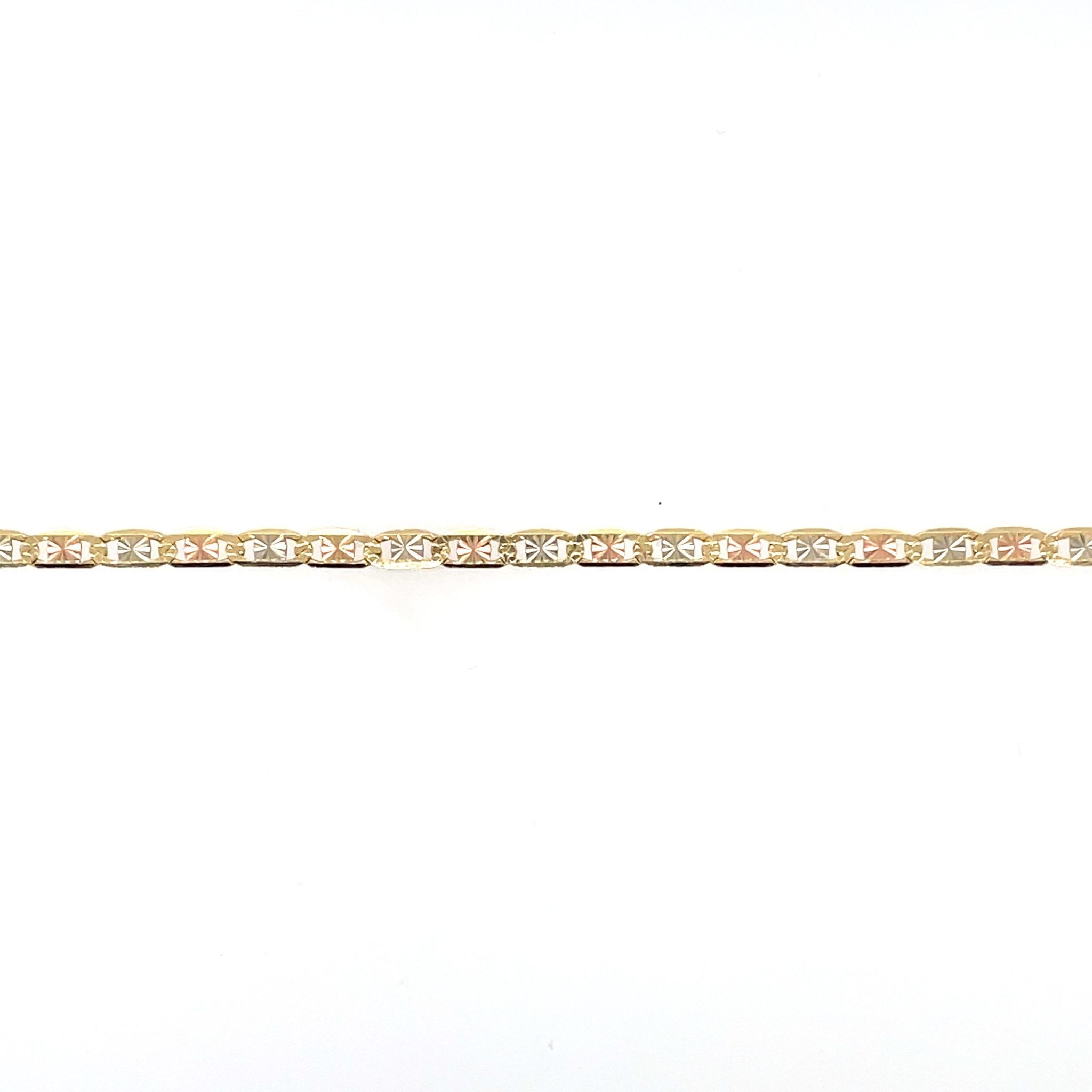 20149 14K 3 TONE DIAMOND CUT STARBURST ANKLET BRACELET