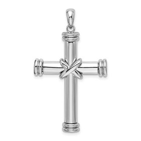 80117 STERLING SILVER HIGH POLISH X CENTER LATIN CROSS