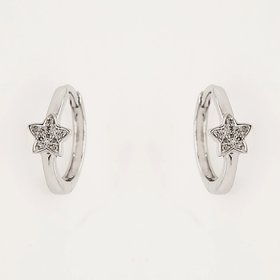 30536 14K WHITE GOLD 0.05CTW DIAMOND  SMALL STAR CENTER HUGGIES