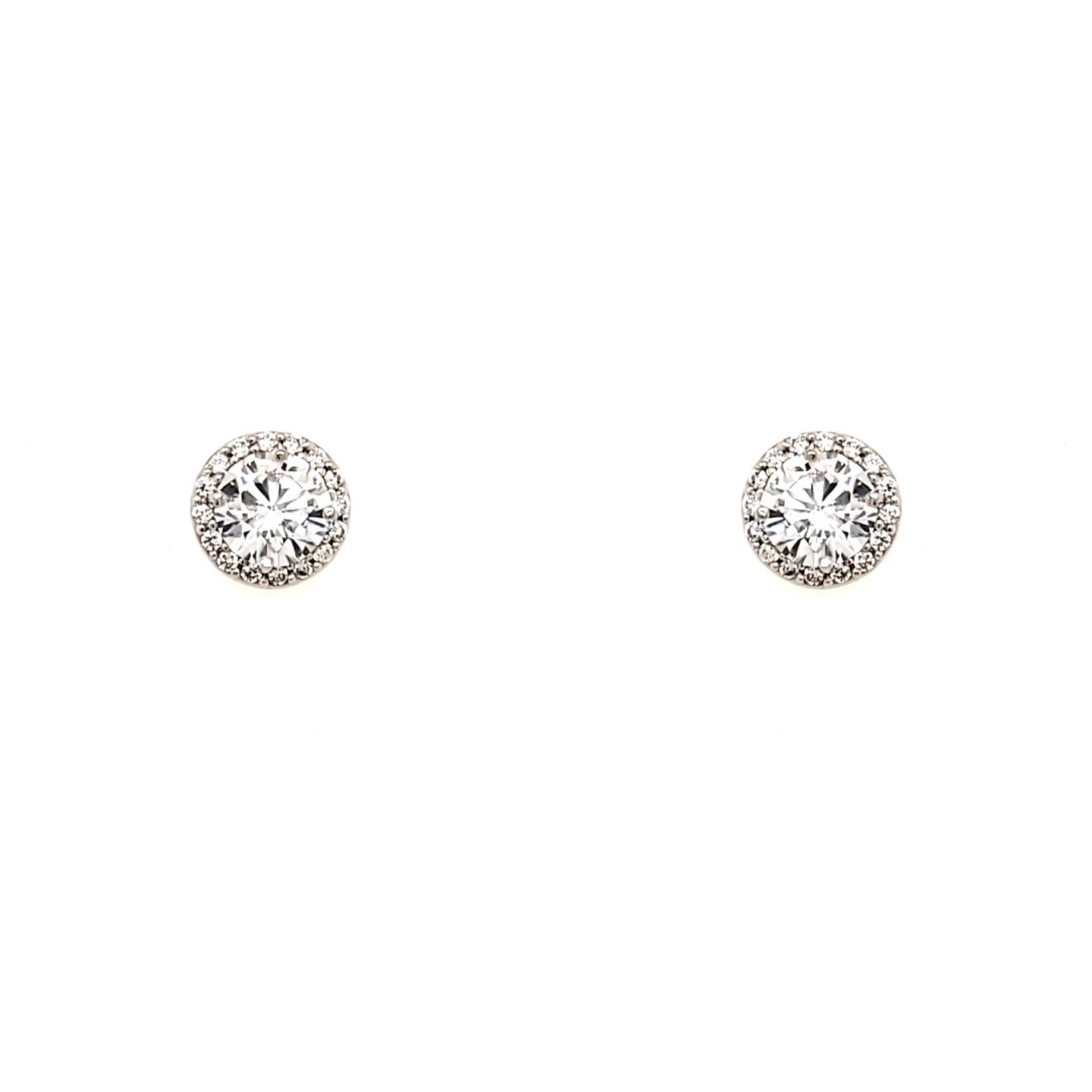 30540 14K WHITE GOLD CUBIC ZIRCONIA HALO STUD