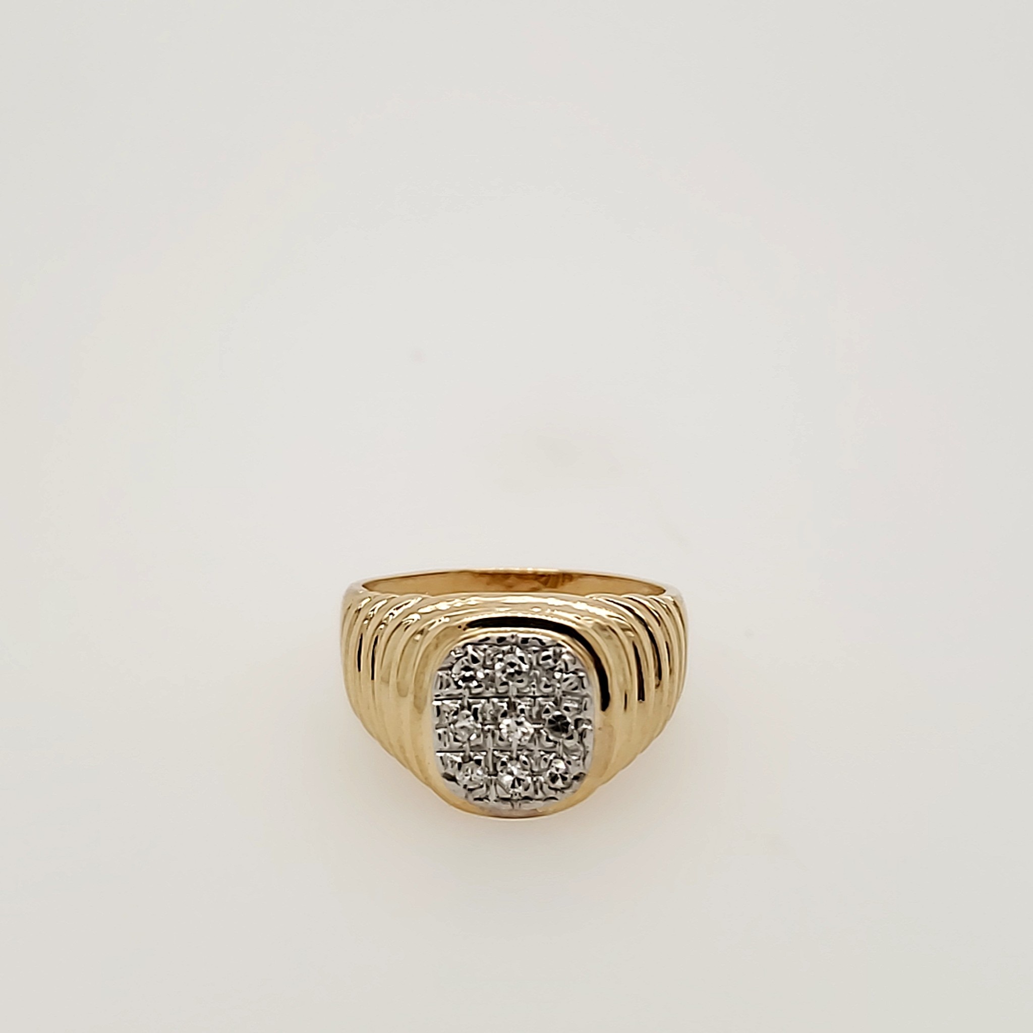 45009 14K YELLOW GOLD .25CTW DIAMOND LINED PINKY MEN'S RING