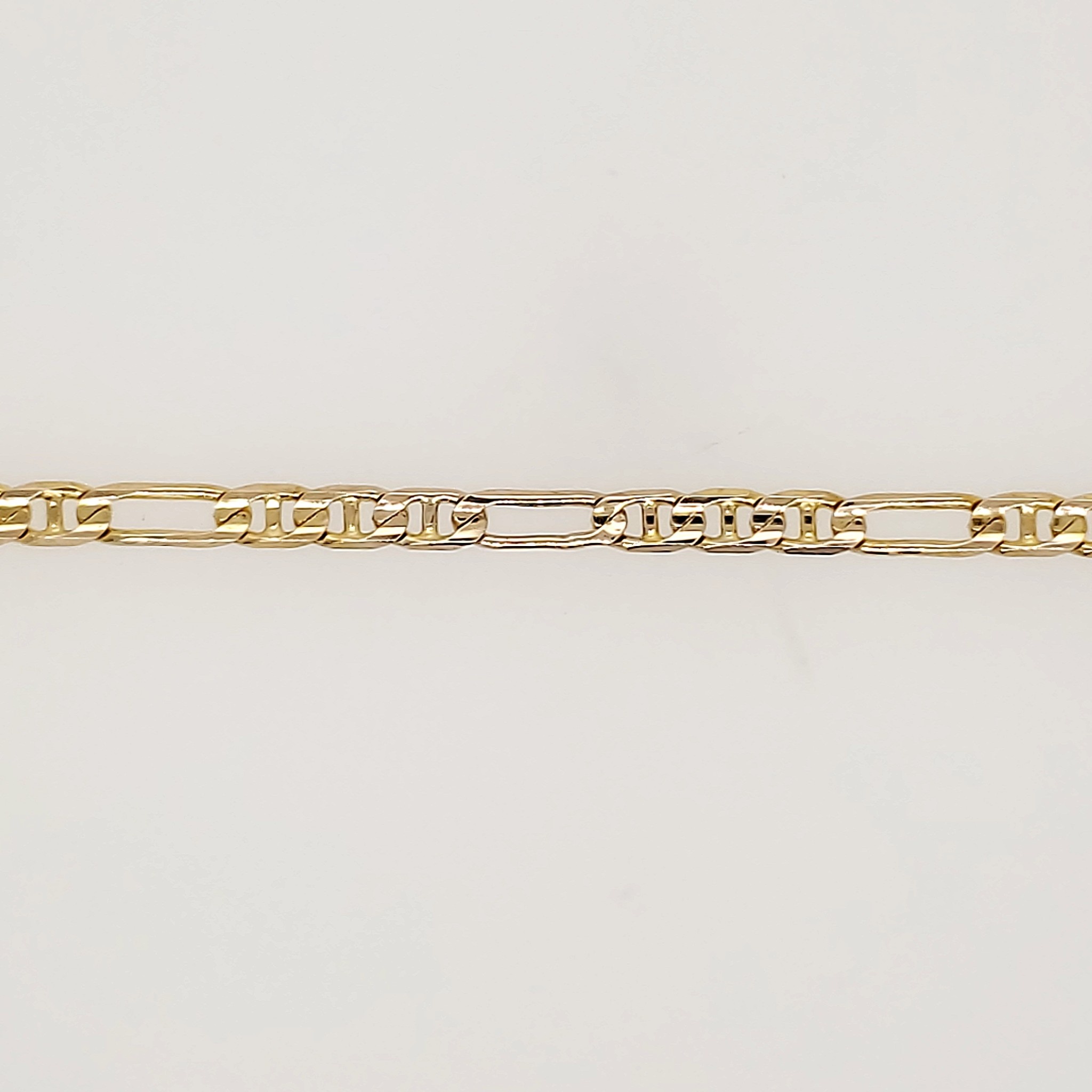 25106 14K YELLOW GOLD 8" FIGARO GUCCI DESIGN BRACELET
