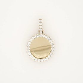 78058 14K YELLOW GOLD CUBIC ZIRCONIA ROUND  PHOTO PENDANT