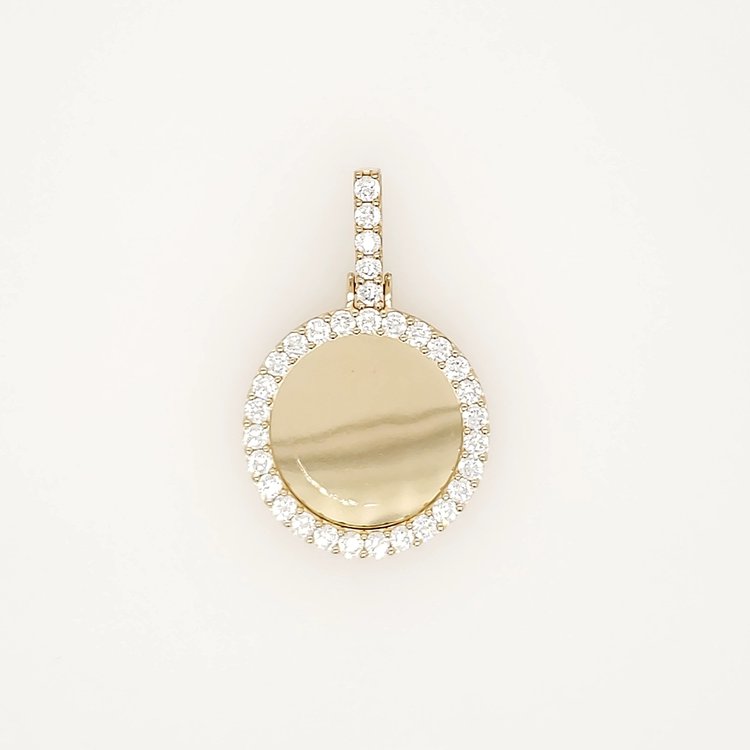 78058 14K YELLOW GOLD CUBIC ZIRCONIA ROUND  PHOTO PENDANT