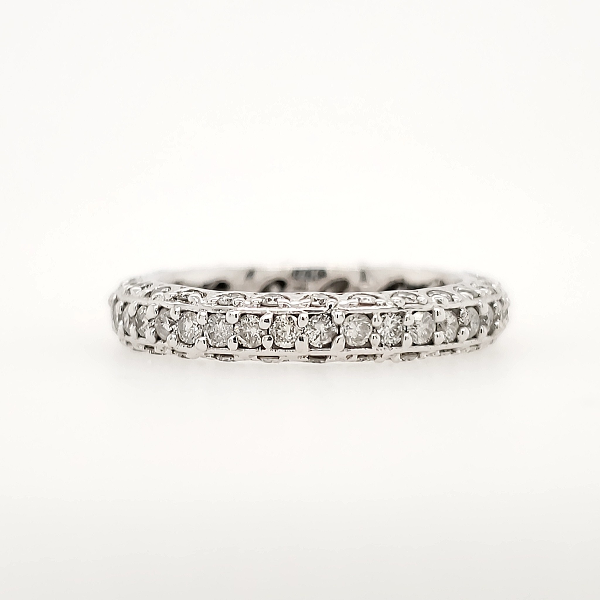 475067 14K WHITE GOLD 1.2 CT DIAMOND COMMON PRONG DIAMONDS ON BOTH SIDES ETERNITY BAND
