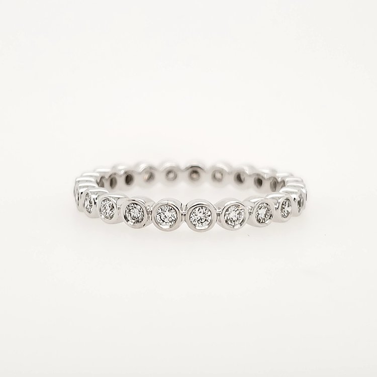 475068 14K WHITE GOLD .50CTW DIAMOND BEZEL SET ETERNITY WEDDING BAND