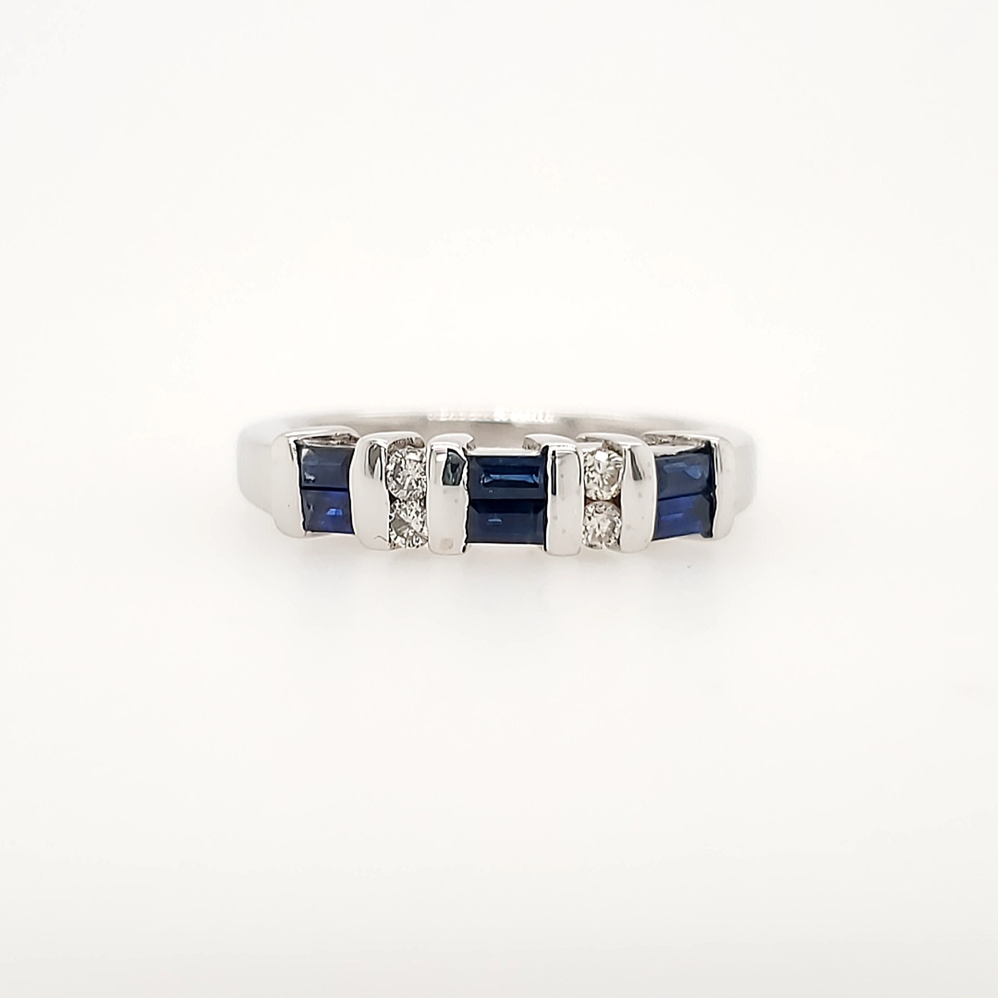 40098 14K WHITE GOLD .08CTW DIAMOND BAGUETTE SAPPHIRE RING 40098 14K WHITE GOLD .08CTW DIAMOND BAGUETTE SAPPHIRE RING
