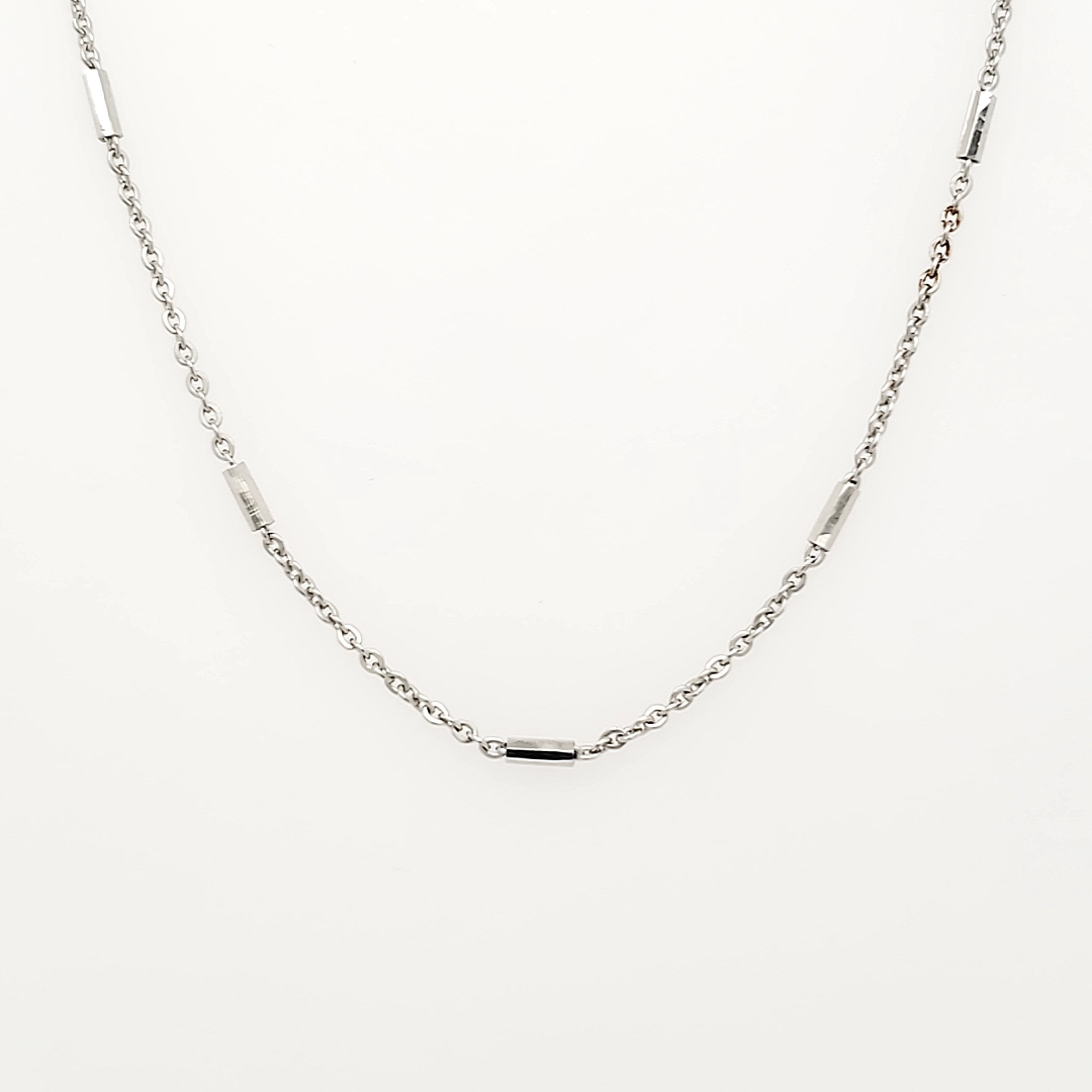 50176 14K WHITE GOLD 16" CABLE AND ROUND BAR LINK CHAIN