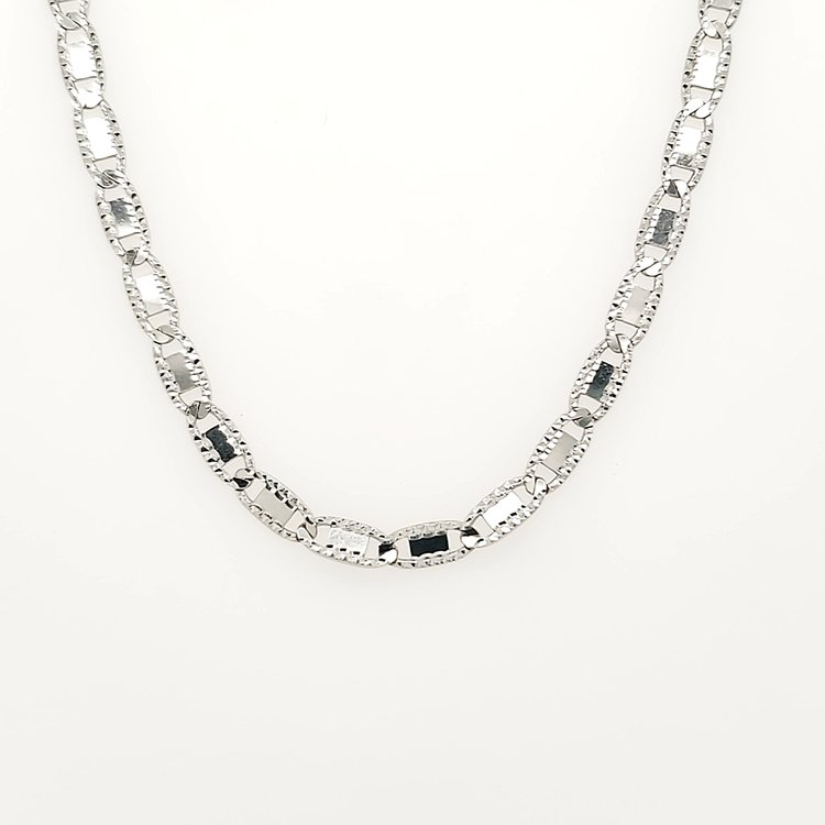 50183 14K WHITE GOLD 20" 3.40MM FLAT GUCCI DIAMOND CUT EDGE CHAIN