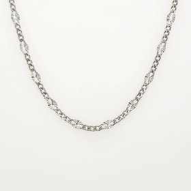 50178 14K WHITE GOLD 16"  CUBAN  STARBURST DIAMOND CUT CHAIN