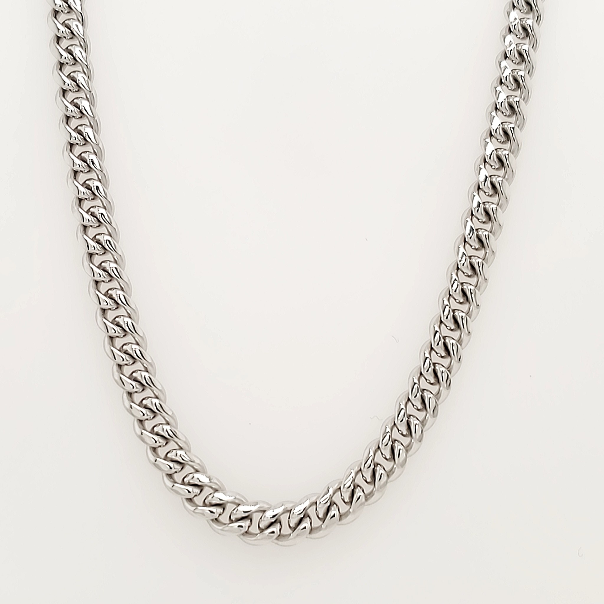 50186 14k White Gold Miami Cuban Necklace 24 inch long 50186 14k White Gold Miami Cuban Necklace 24 inch long