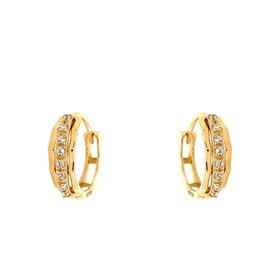 30856 14K YELLOW GOLD CUBIC ZIRCONIA CENTER HIGH POLISH HUGGIES