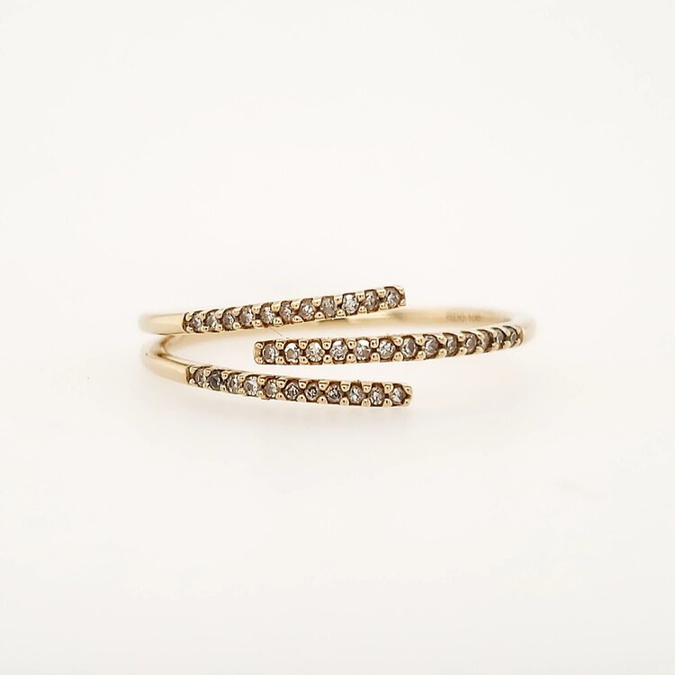 40102 14K YELLOW GOLD .10CTW DIAMOND  3 ROW SPLIT RING