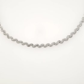 60050 18K WHITE GOLD 3CTW DIAMOND MACARONI DESIGN FANCY NECKPIECE