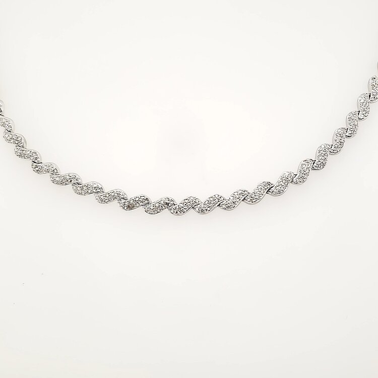 60050 18K WHITE GOLD 3CTW DIAMOND MACARONI DESIGN FANCY NECKPIECE