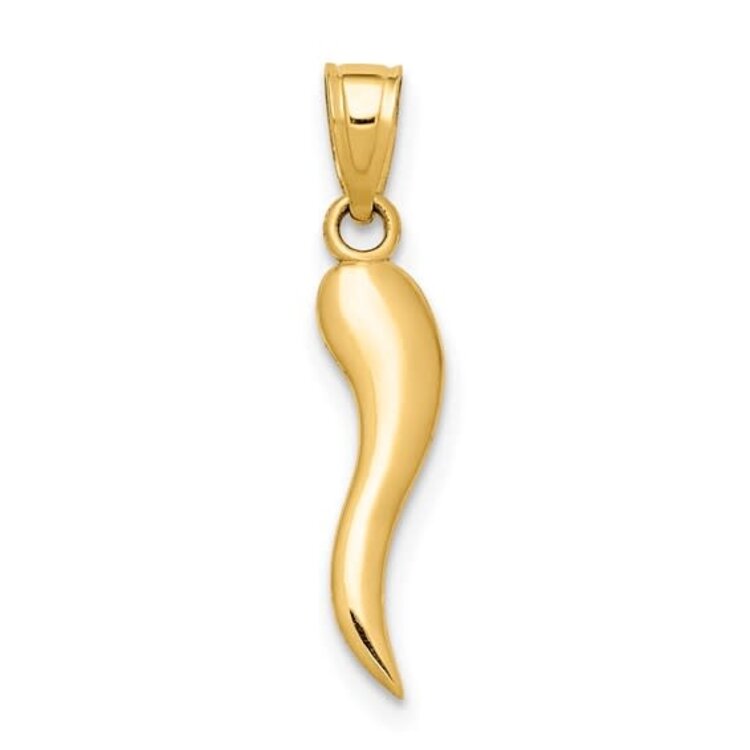 77177 14K YELLOW GOLD 1.35" ITALIAN HORN CHARM