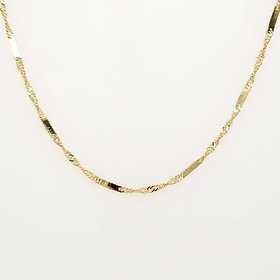 50193 14K YELLOW GOLD 16"  SINGAPORE AND BAR LINK CHAIN
