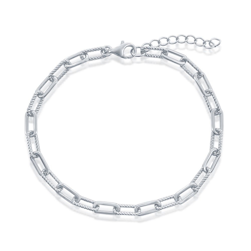 80135 STERLING SILVER HIGH POLISH AND ROPE DESIGN PAPER CLIP NECKLACE 16" WITH 2" EXTENSION 80135 STERLING SILVER HIGH POLISH AND ROPE DESIGN PAPER CLIP NECKLACE 16" WITH 2" EXTENSION