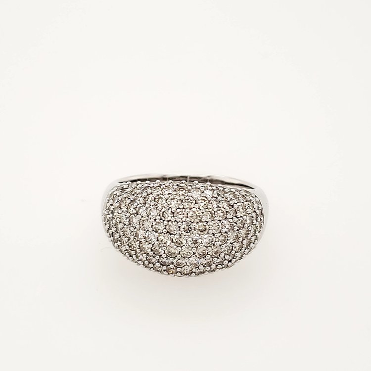 40110 14K WHITE GOLD 2CT DIAMOND PAVE SET DOME COCKTAIL RING