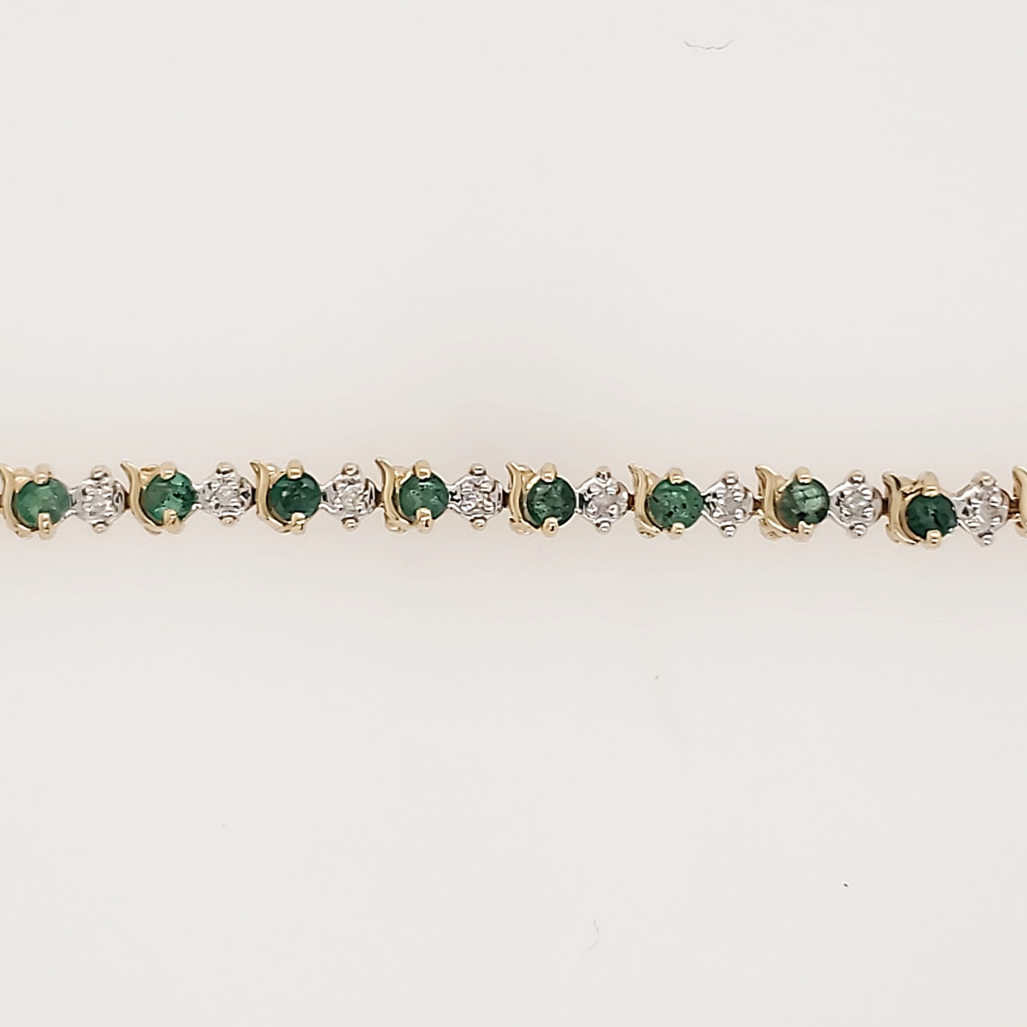 20162 14K YELLOW GOLD EMERALD DIAMOND TENNIS BRACELET 20162 14K YELLOW GOLD EMERALD DIAMOND TENNIS BRACELET